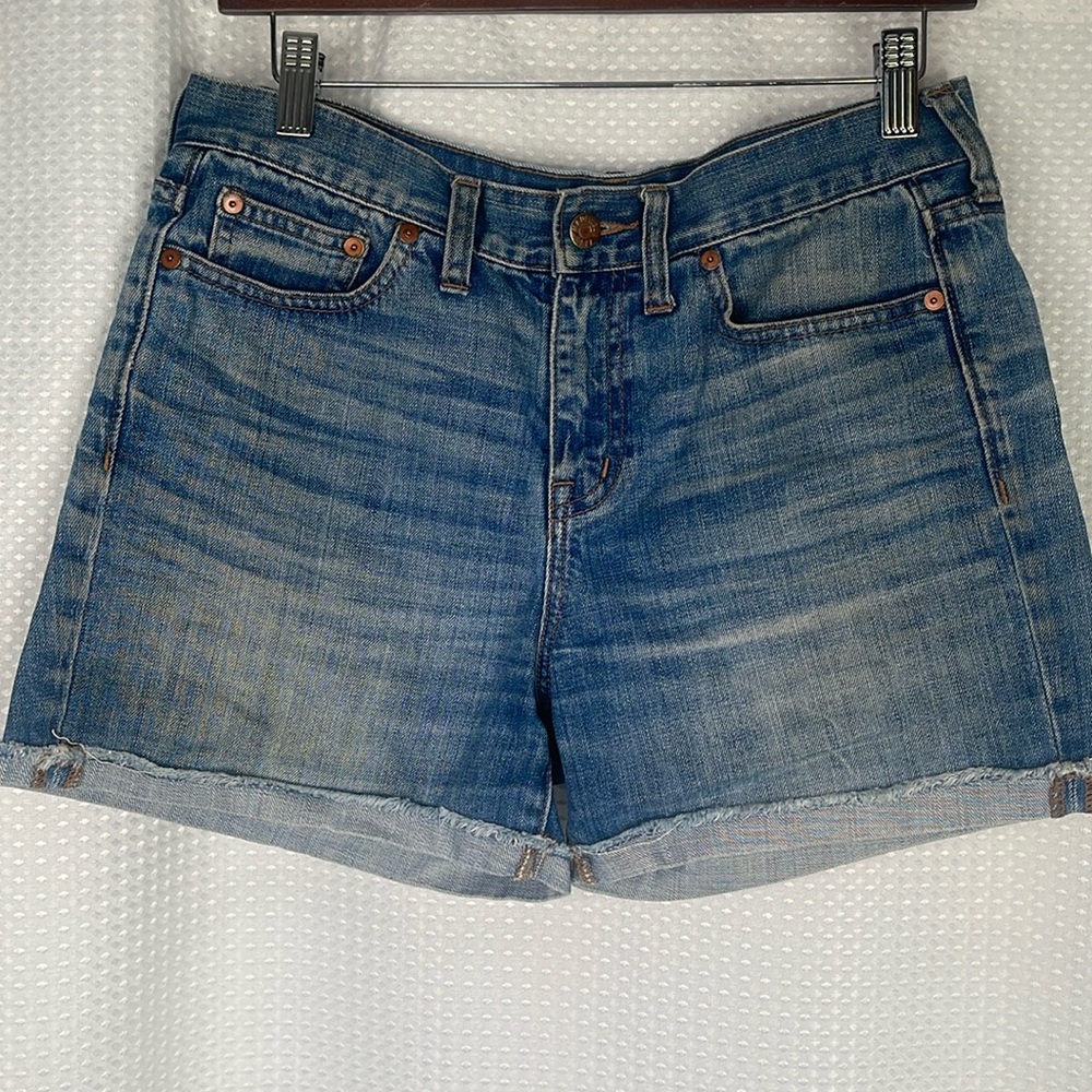 Madewell High Rise Cut Off Denim Shorts Distressed Sz 27 - Picture 2 of 10